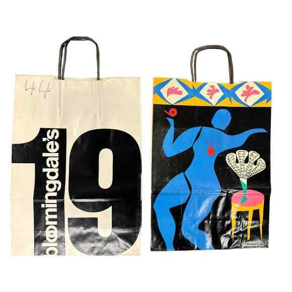 2 VTG Bloomingdale's Paper Bags New Years 1982 & New Years 1980 Matisse - Picture 1 of 9